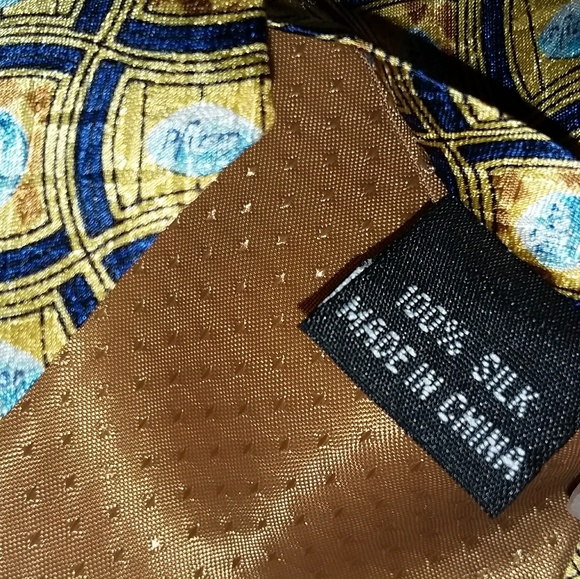 PFIZER Necktie Gold Dark & Light Blue - Picture 4 of 5